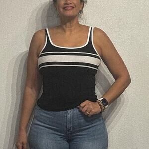 Athleta Black Ribbed Renew Seamless Square Neck Tank Top Sz S